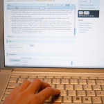 a person blogging