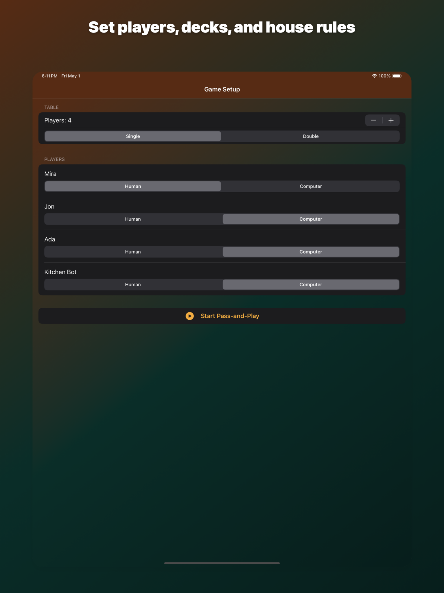 iPad LAN Setup Screen.